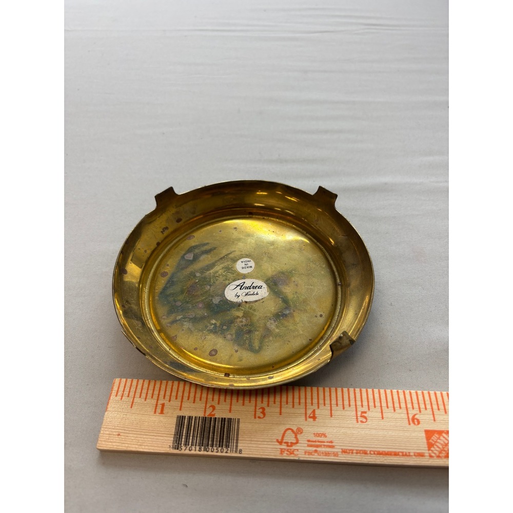 Vintage Andrea by Sadek Brass Ashtray Trinket Dish Made in India 4.5 Inch